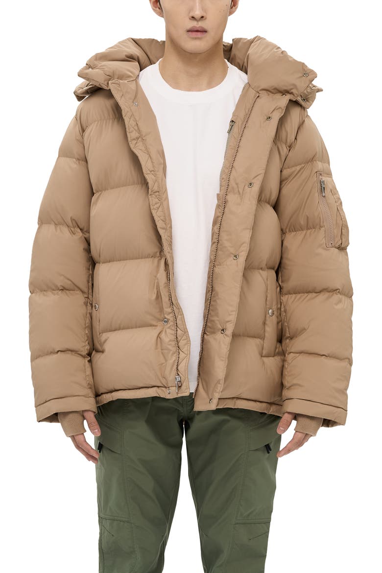 Minto Mens Detachable Hood Puffer, Main, color, Beige
