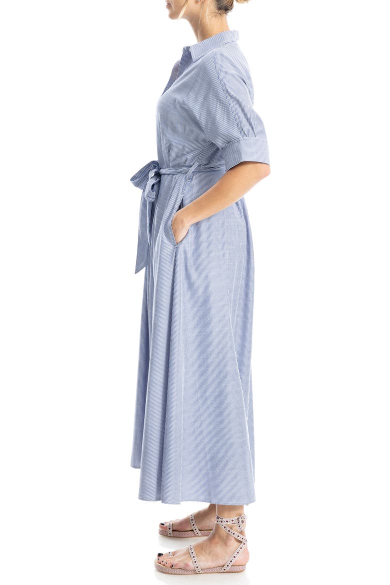 Stripe Short Sleeve Maxi Shirtdress, Alternate, color, INDIGO/ OFF WHITE