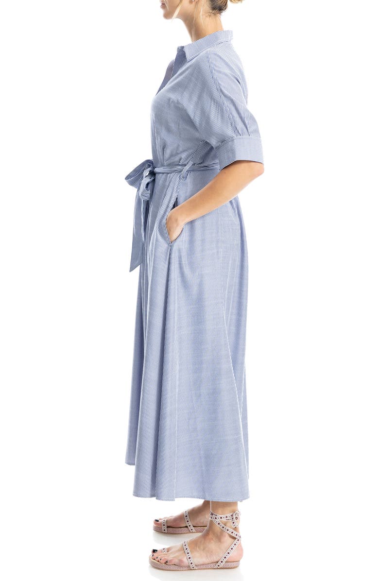 MAX STUDIO Stripe Short Sleeve Maxi Shirtdress, Alternate, color, Indigo/ Off White