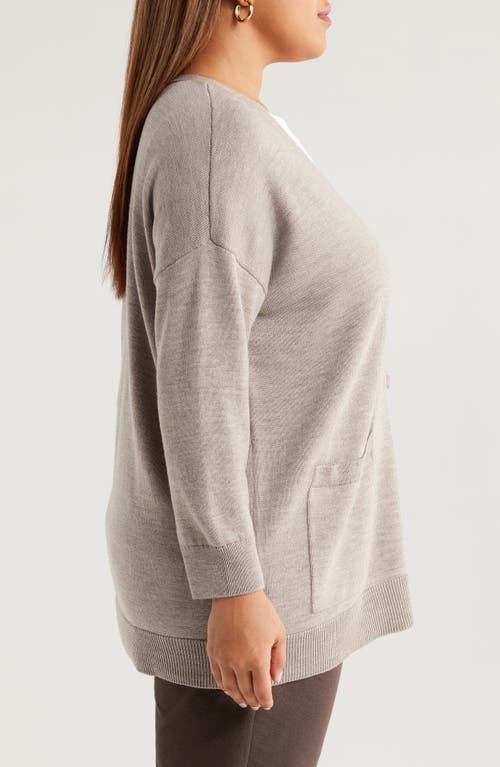 Eileen Fisher V-neck Wool Cardigan In Gray