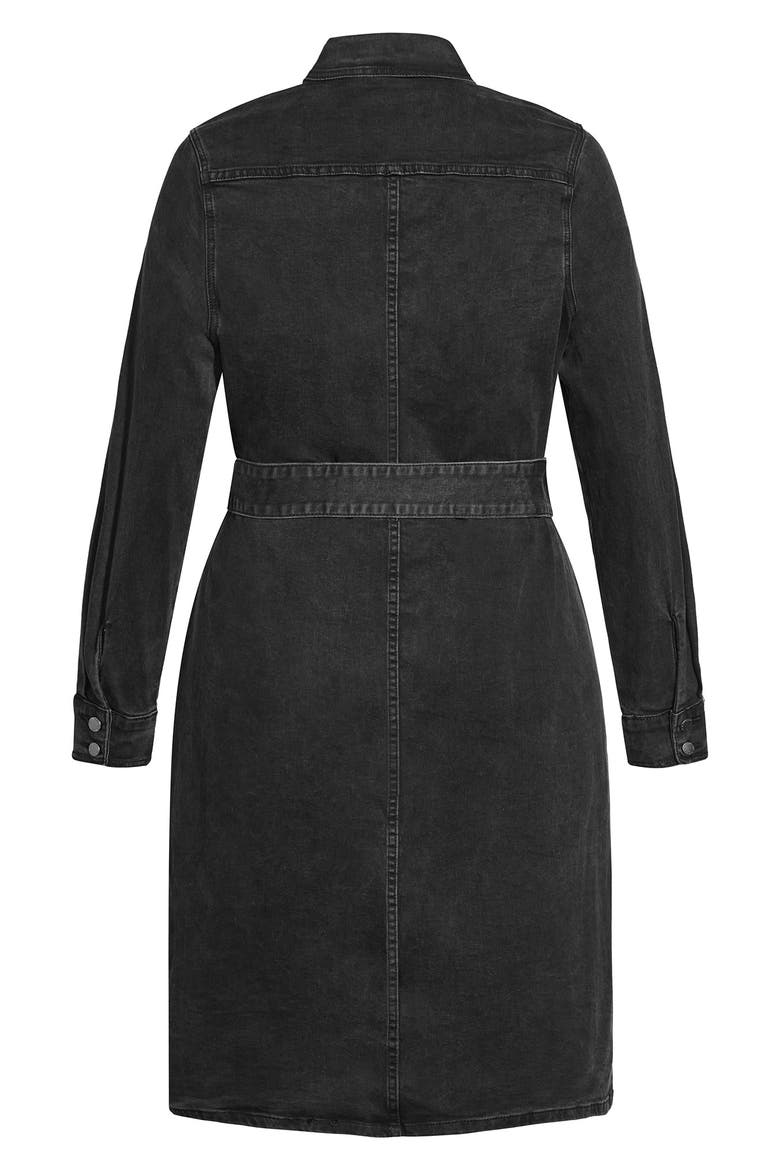 In The City Long Sleeve Denim Shirtdress, Alternate, color, BLACK
