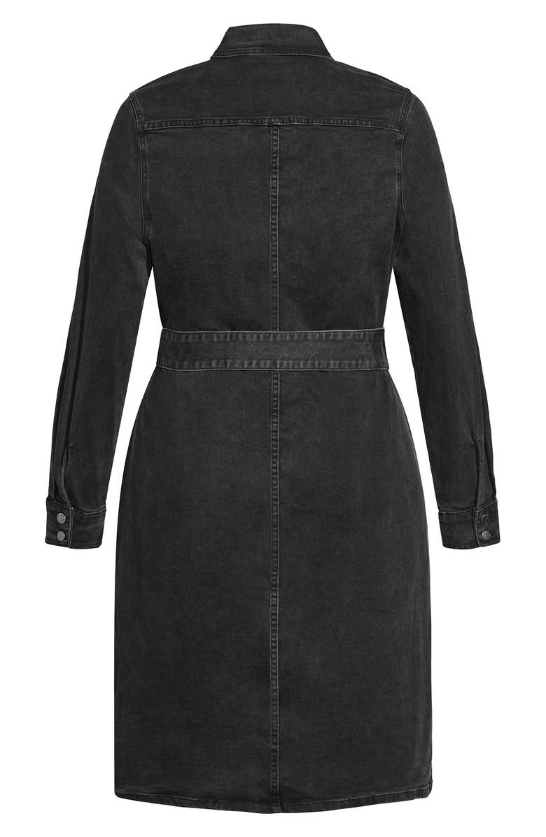 City Chic In The City Long Sleeve Denim Shirtdress, Alternate, color, 