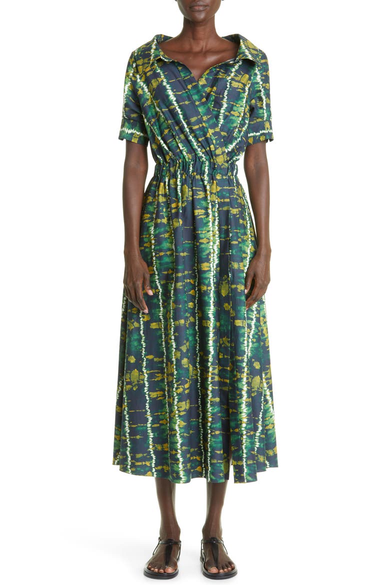 Lydia Shibori Tie Dye Stretch Cotton Shirtdress, Main, color, 256327 GEKKO