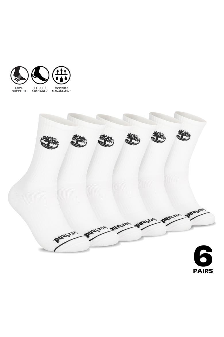 6-Pack Crew Length Socks, Alternate, color, WHITE