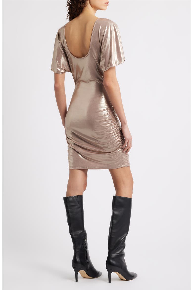 Crystal Ruched Lamé Minidress, Alternate, color, BGE OVRFLO
