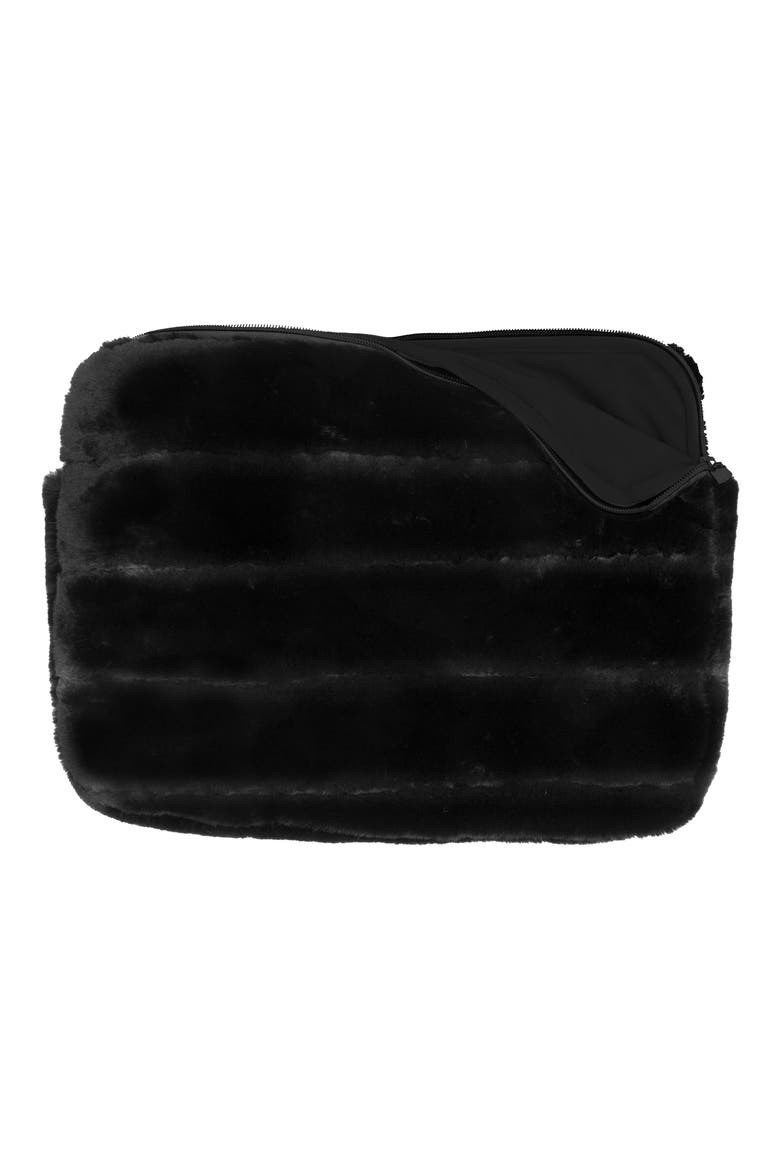 Faux Fur 15-Inch Laptop Sleeve, Alternate, color, BLACK