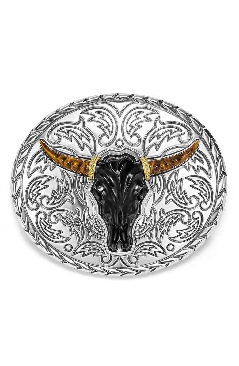 LAGOS Men's Anthem Longhorn Belt Buckle, Main, color, Black