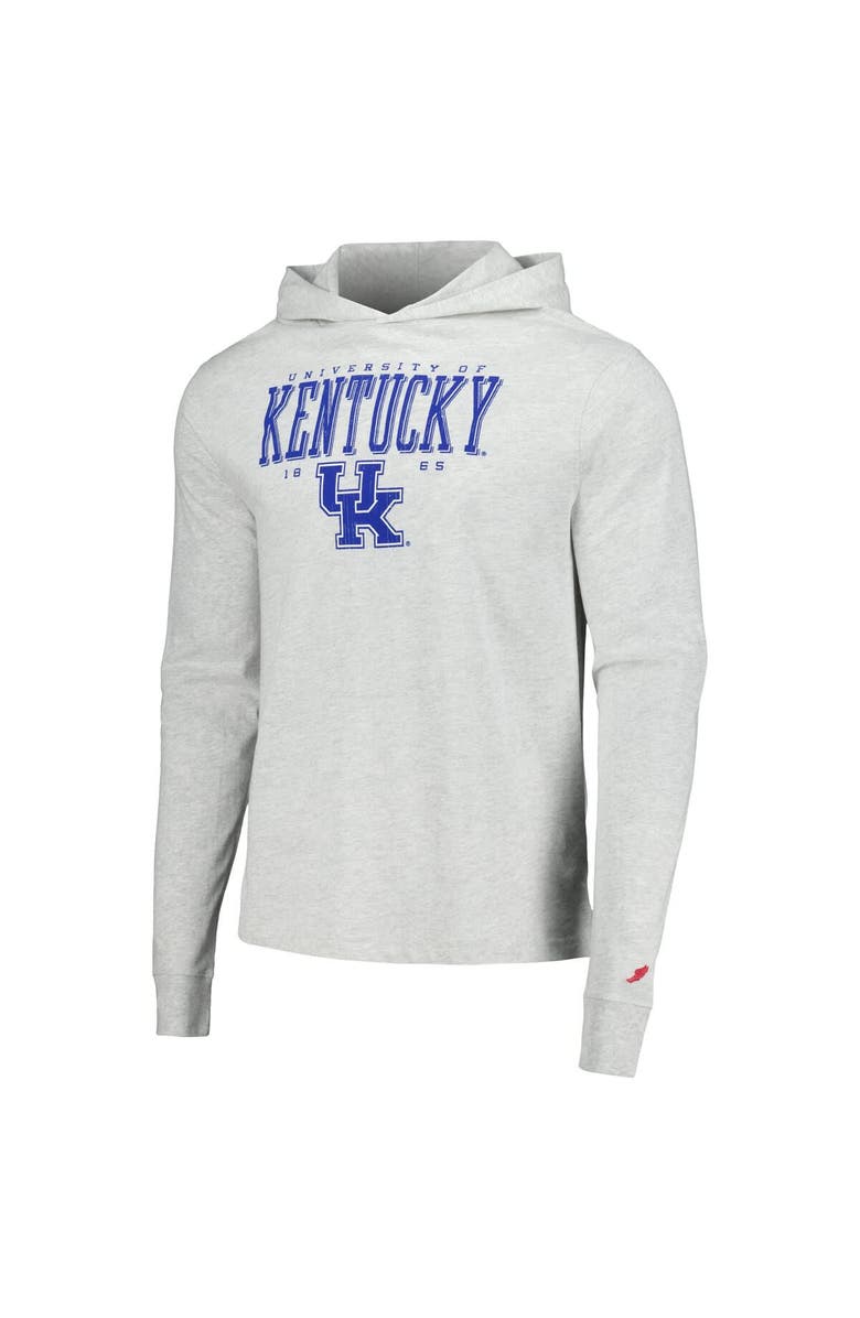 LEAGUE COLLEGIATE WEAR Men's League Collegiate Wear Ash Kentucky Wildcats Team Stack Tumble Long Sleeve Hooded T-Shirt, Alternate, color, Ash