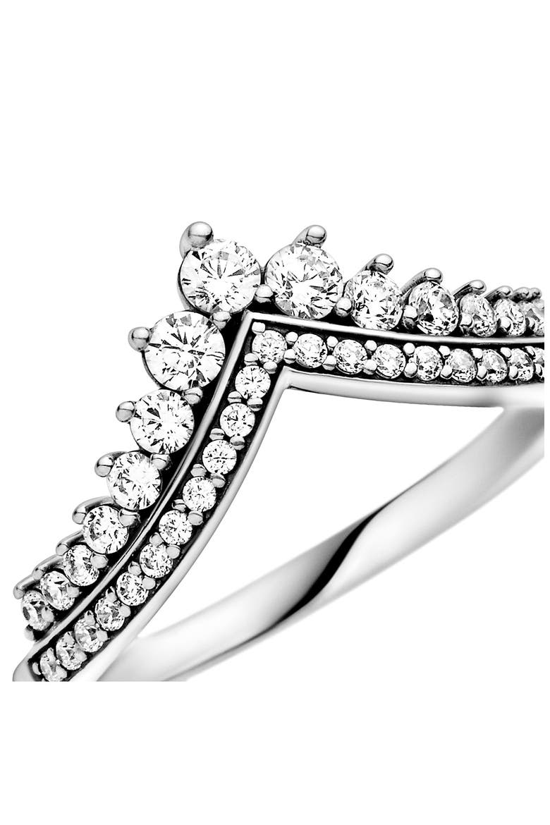 Princess Wishbone Cubic Zirconia Ring, Alternate, color, SILVER