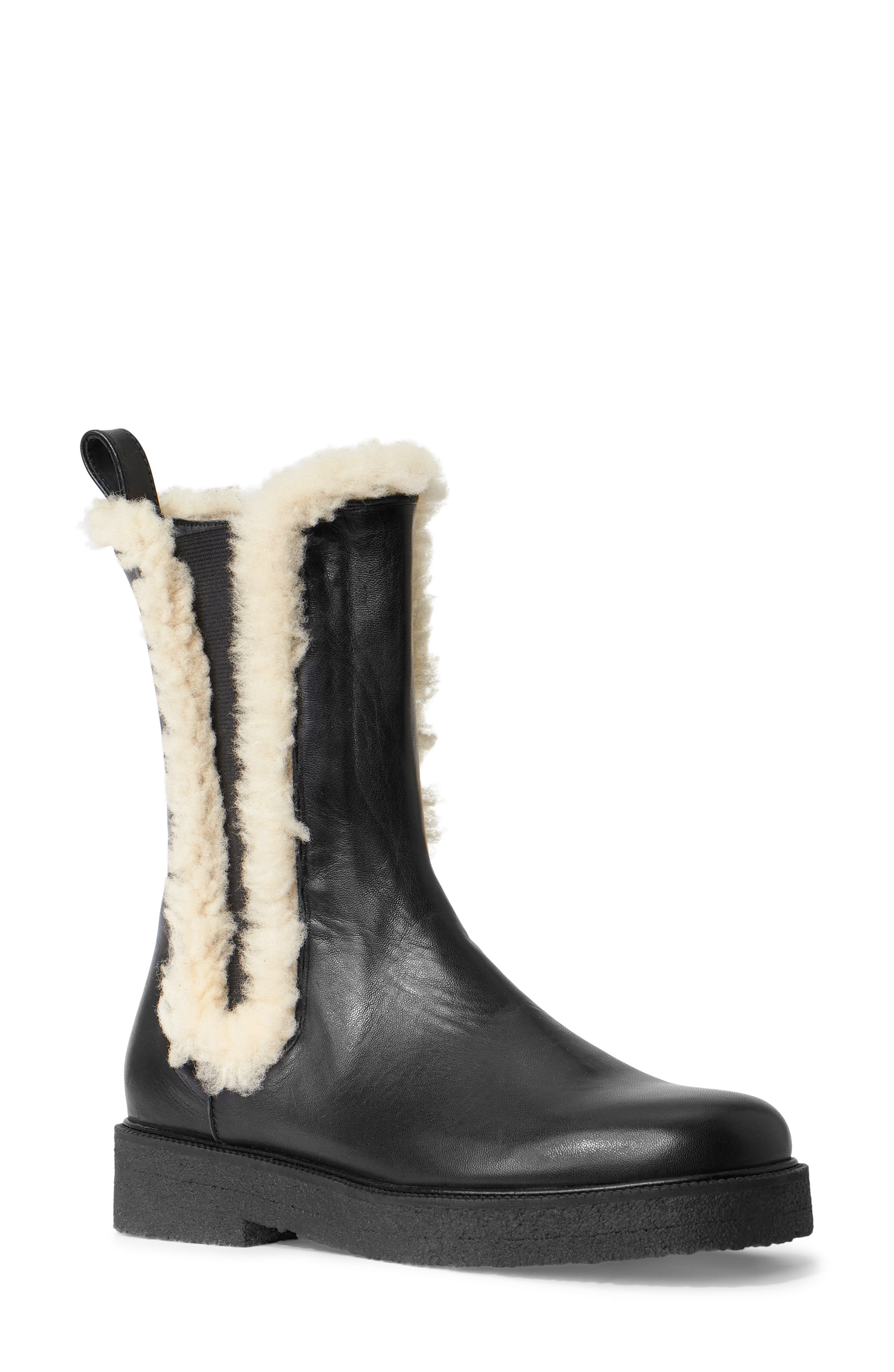 STAUD Palamino Genuine Shearling Chelsea Boot, Main, color, 
