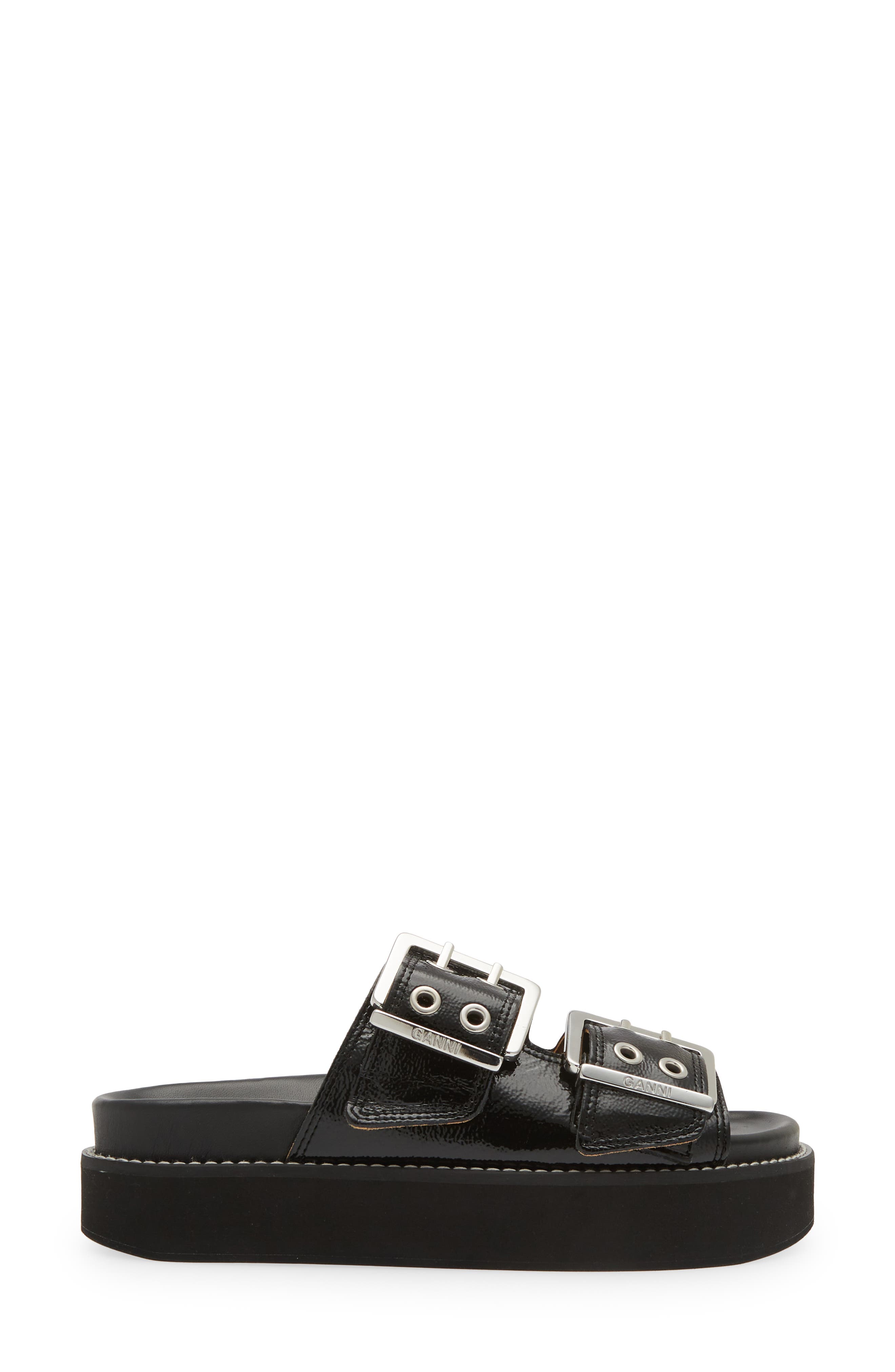 Ganni Egret Buckle Platform Sandal, Alternate, color, 