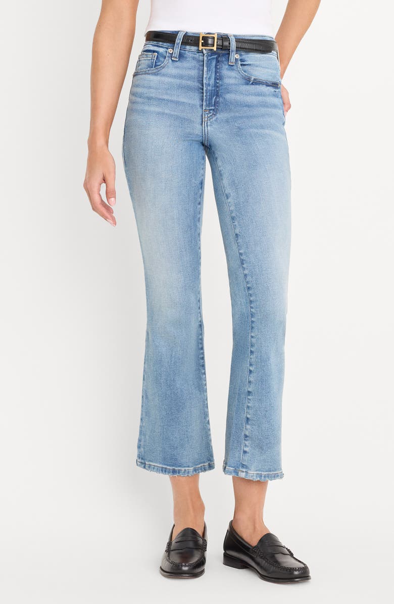 Good American Good Legs Crop Mini Bootcut Jeans, Main, color, Indigo1293