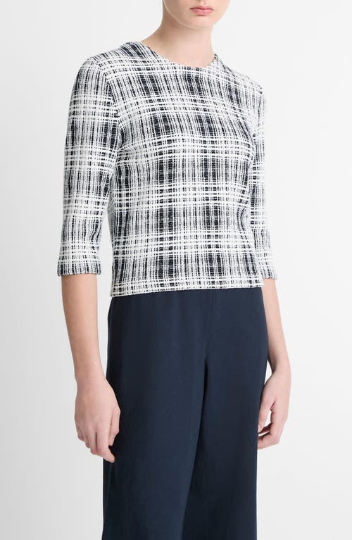 Vince Boucle Plaid Top In Coastal/off White