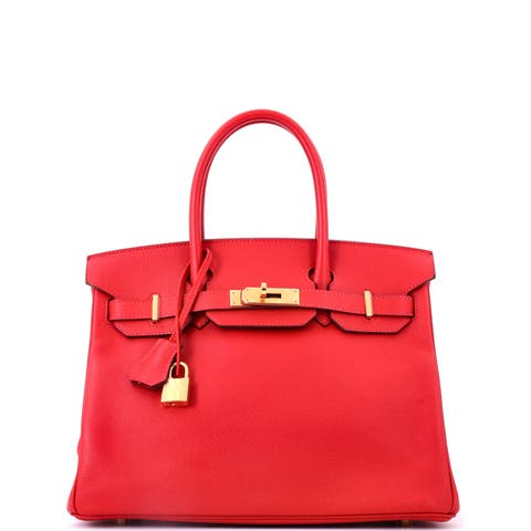 Birkin Handbag Red Epsom with Gold Hardware 30