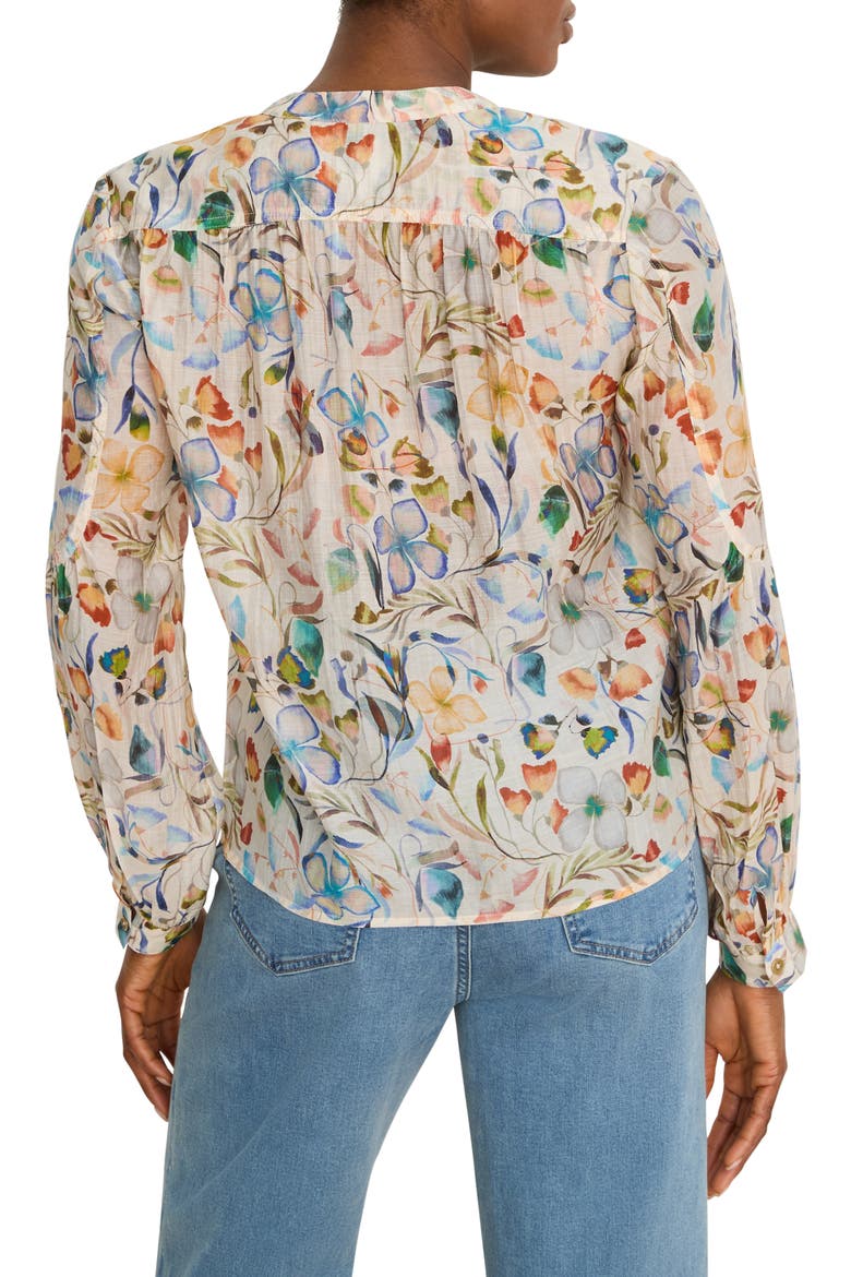 Pressed Flower Print Button-Up Shirt, Alternate, color, NEUTRAL MULTI