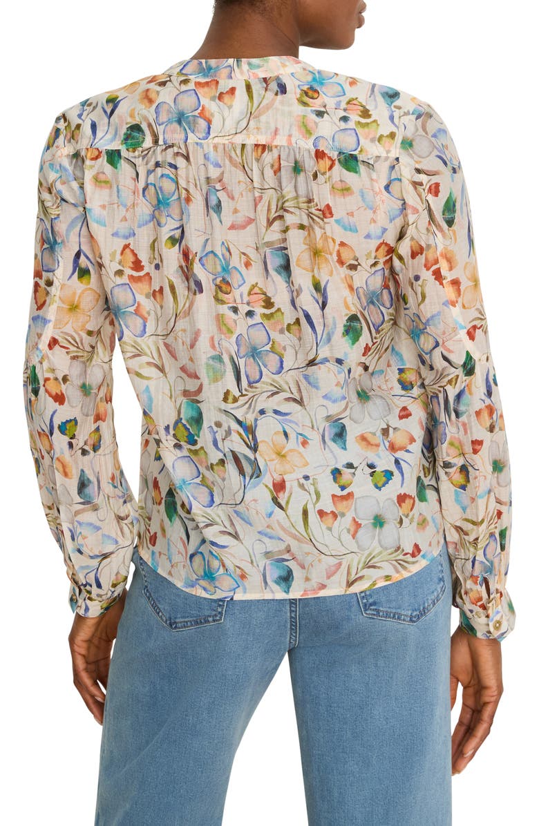 NIC+ZOE Pressed Flower Print Button-Up Shirt, Alternate, color, Neutral Multi