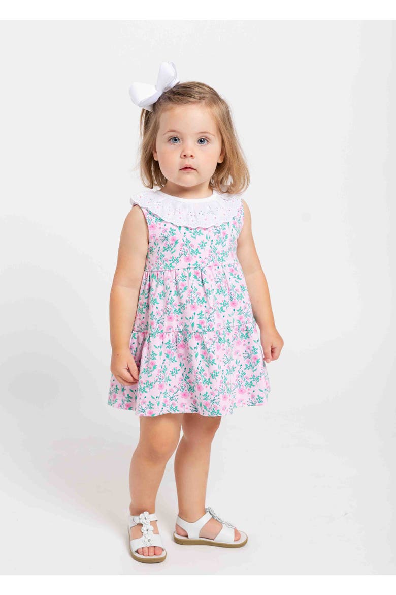 Floral Print Dress with Eyelet Collar, Alternate, color, Pink