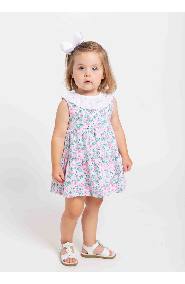 Florence Eiseman Floral Print Dress with Eyelet Collar, Alternate, color, Pink