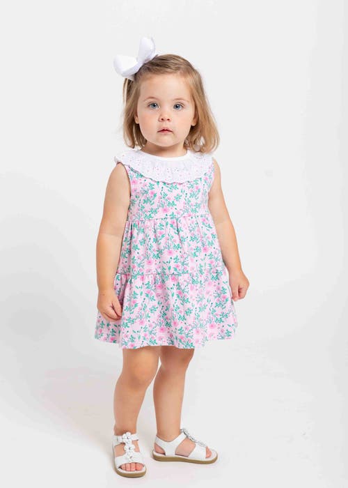 Shop Florence Eiseman Floral Print Dress With Eyelet Collar In Pink