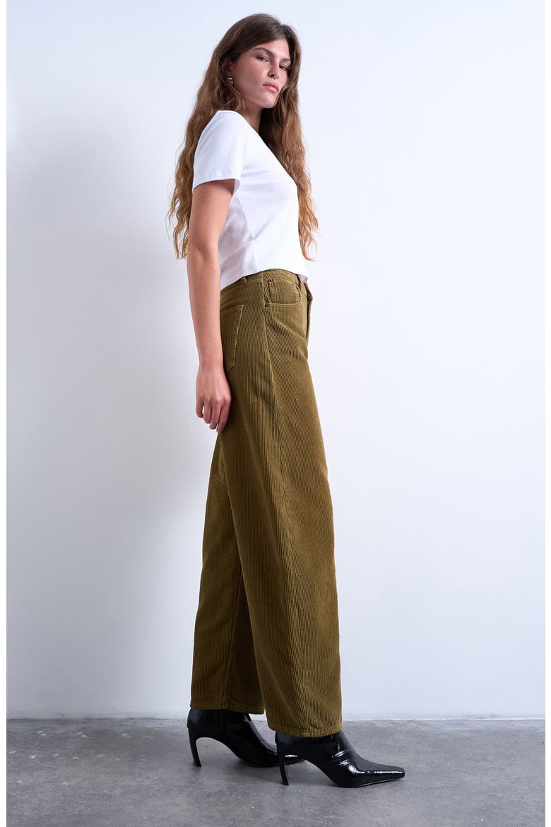 High Waist Barrel Corduroy Jeans, Alternate, color, TAN