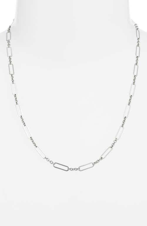 Anzie Mini Paper Clip Chain Necklace In White