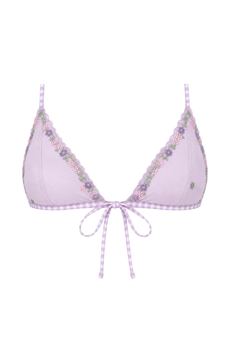 Aster Plaid Bikini Top, Main, color, Lavender