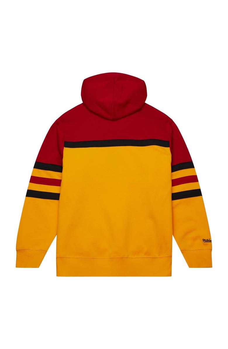 Mitchell & Ness Men's Mitchell & Ness Gold/Red Atlanta Hawks Head Coach Pullover Hoodie, Alternate, color, 