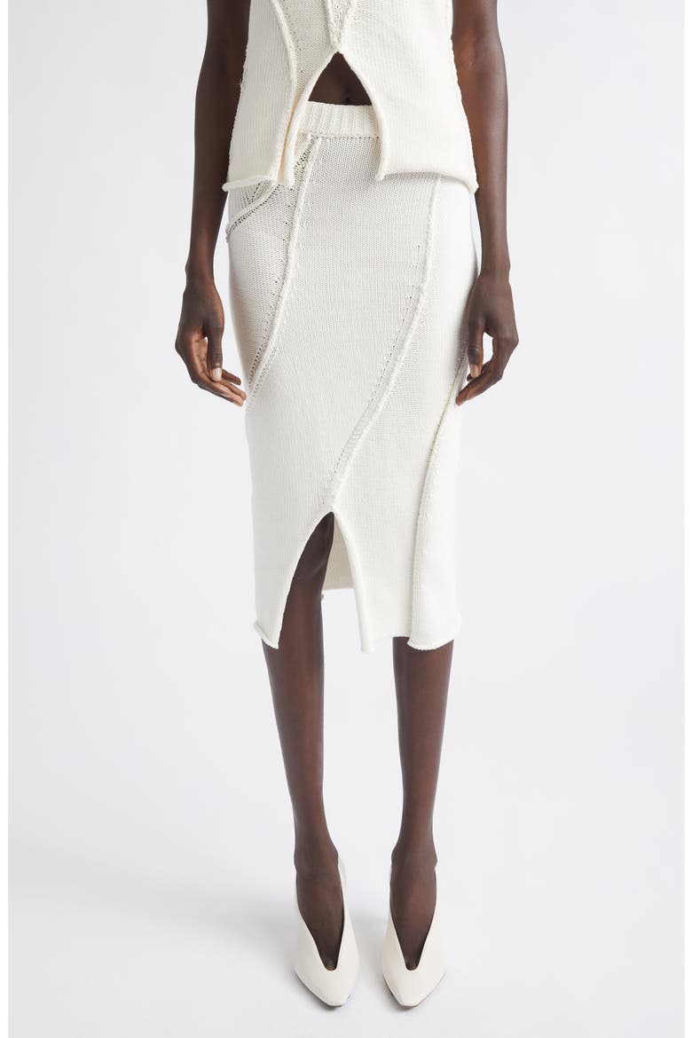 Eddy Diagonal Seam Cotton Blend Sweater Skirt, Main, color, IVORY