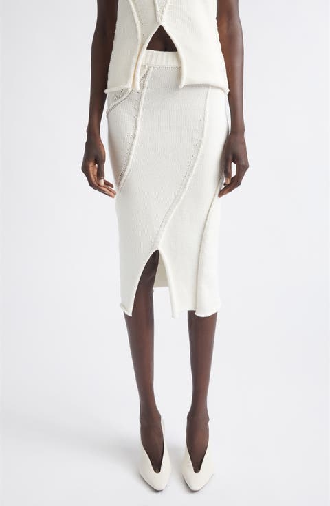 Eddy Diagonal Seam Cotton Blend Sweater Skirt
