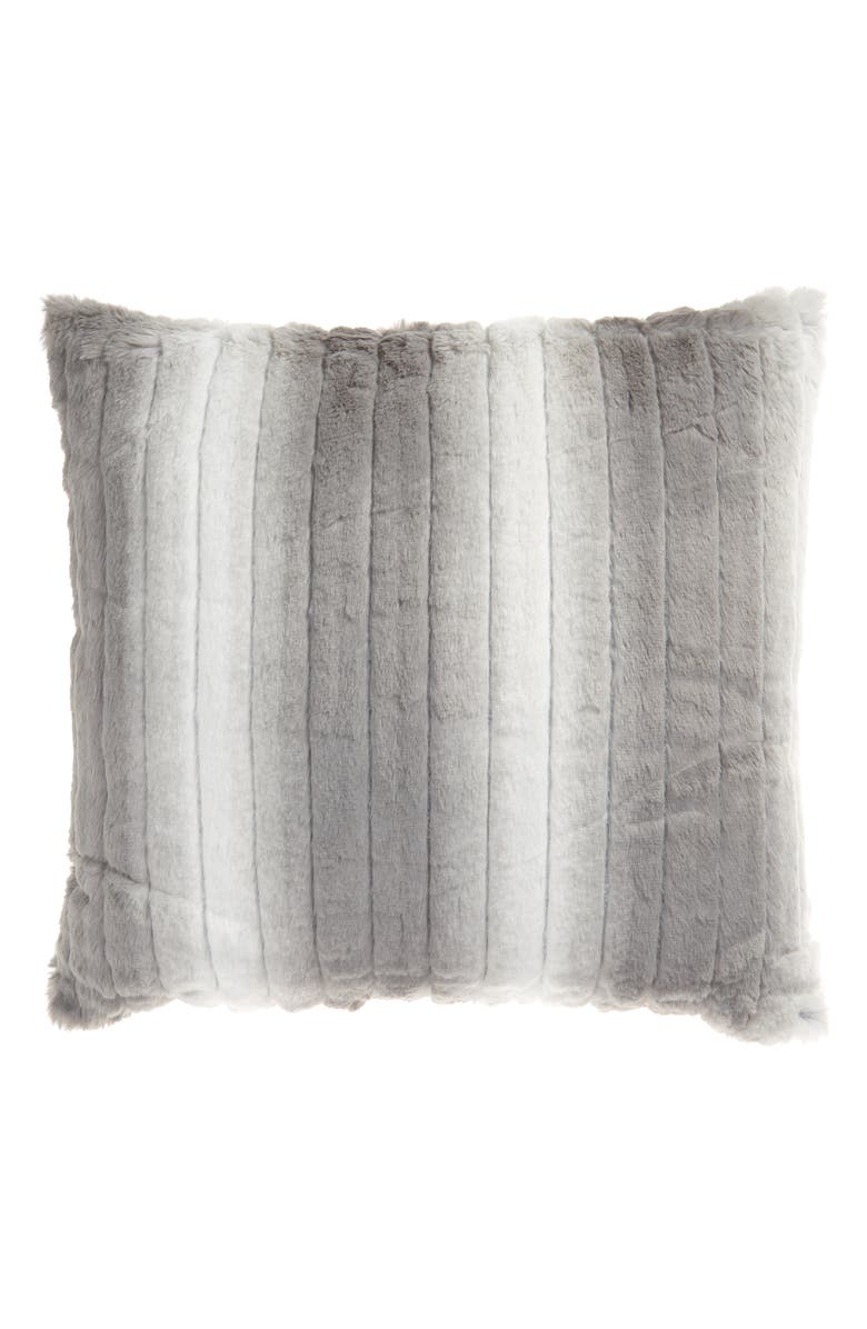 Nordstrom Stripe Faux Rabbit Fur Accent Pillow, Alternate, color, 