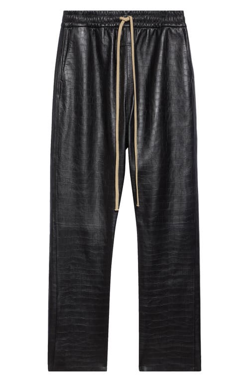 Fear Of God Forum Straight-leg Croc-effect Leather Drawstring Trousers In Black