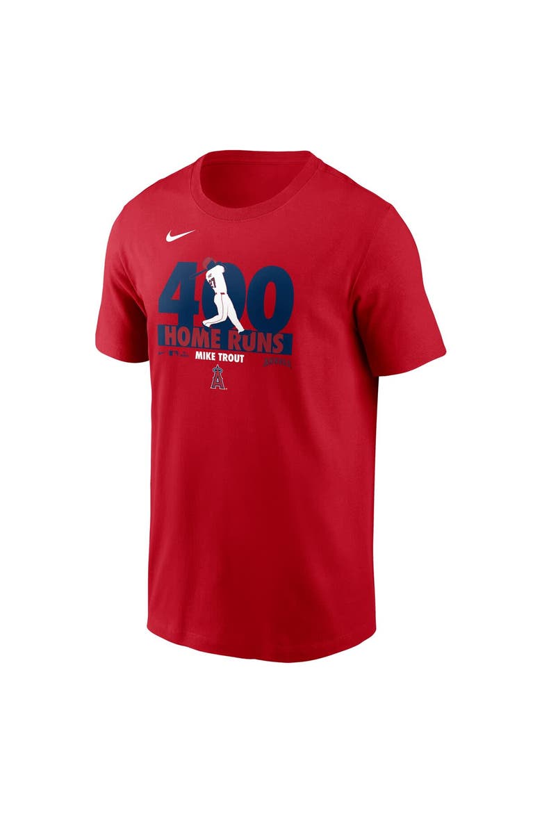 Men's Nike Mike Trout Red Los Angeles Angels 400 Career Home Runs T-Shirt, Alternate, color, Red