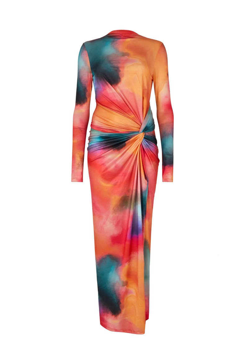 Athena Printed Dress, Alternate, color, Orange Abstract