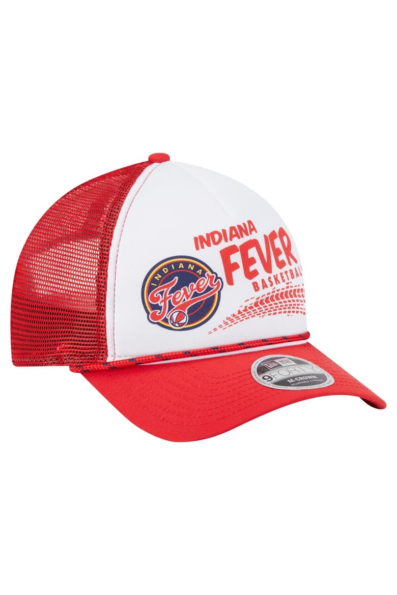 Unisex New Era  White/Red Indiana Fever 9FORTY A-Frame Graphic Trucker Hat, Alternate, color, White
