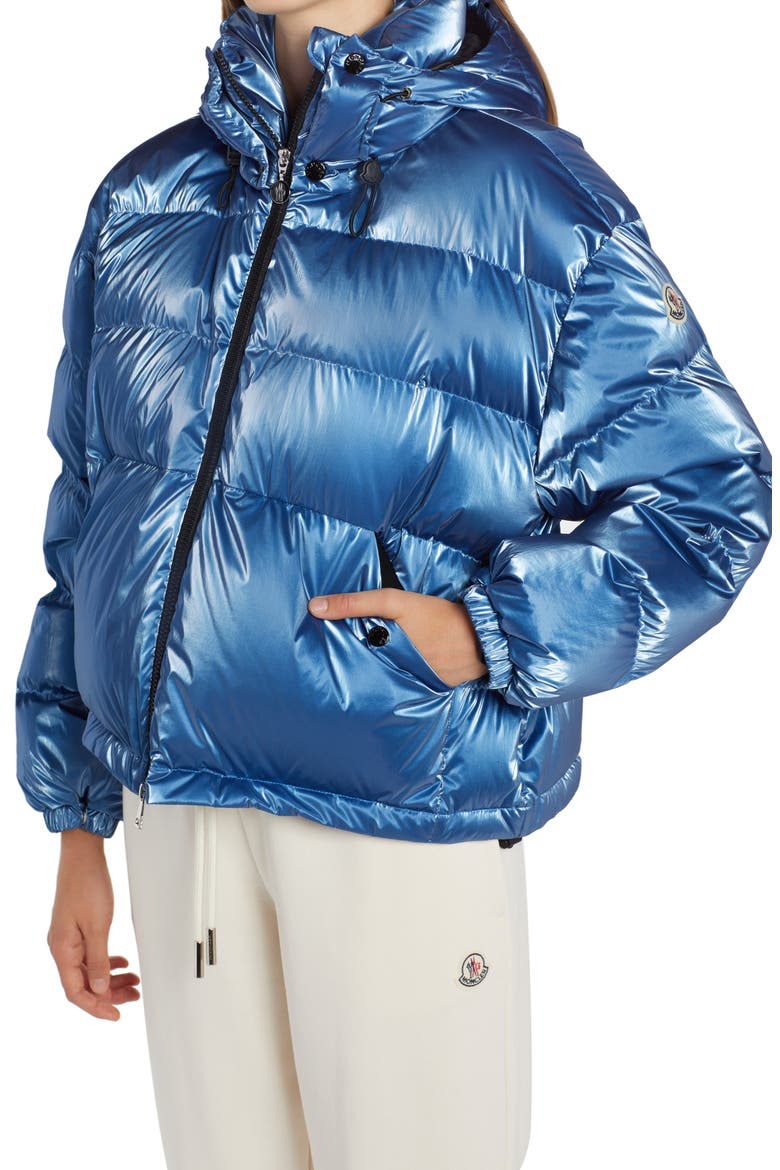 Moselotte Hooded Short Down Puffer Jacket, Alternate, color, BLUE