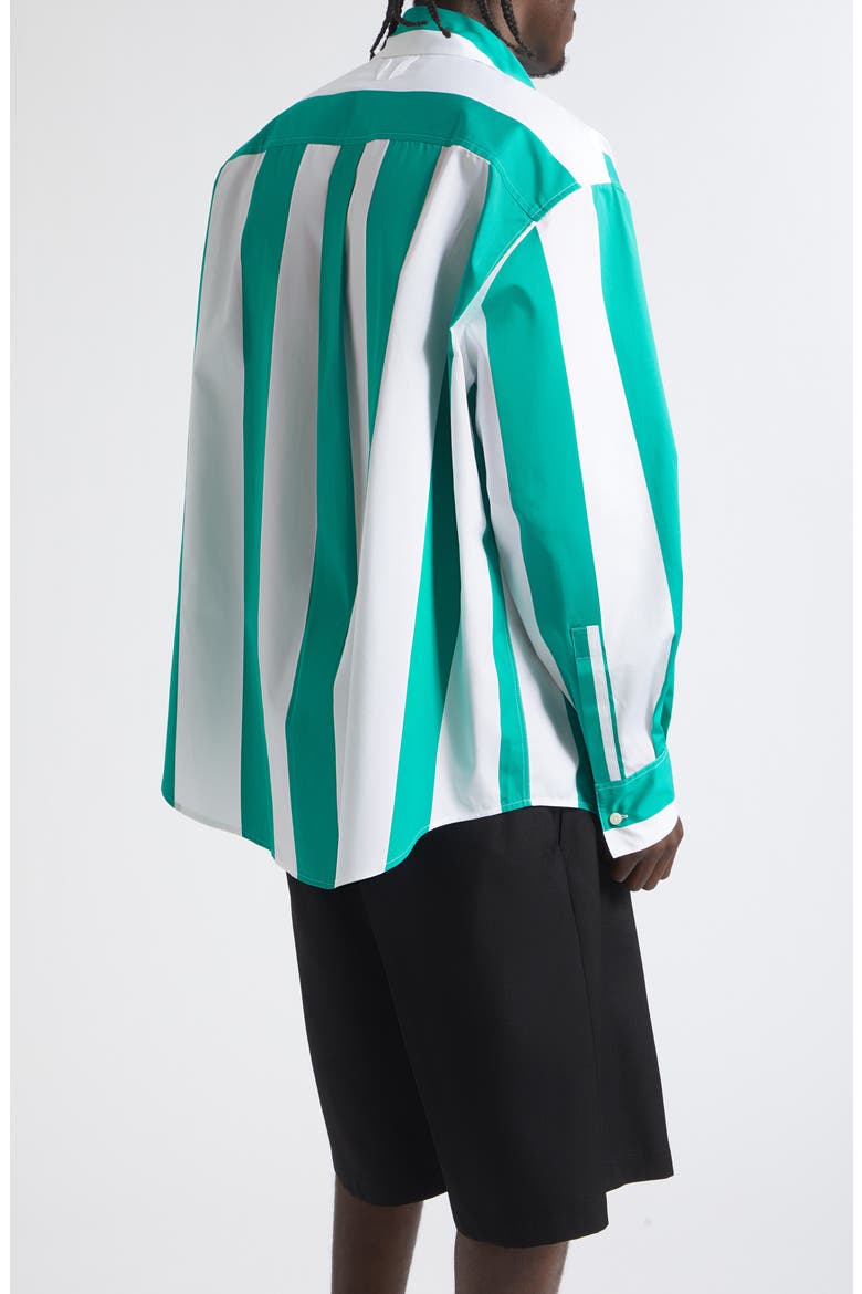 La Chemise Camargue Stripe Button-Up Shirt, Alternate, color, JACQUARD BIG STRIPES GREEN