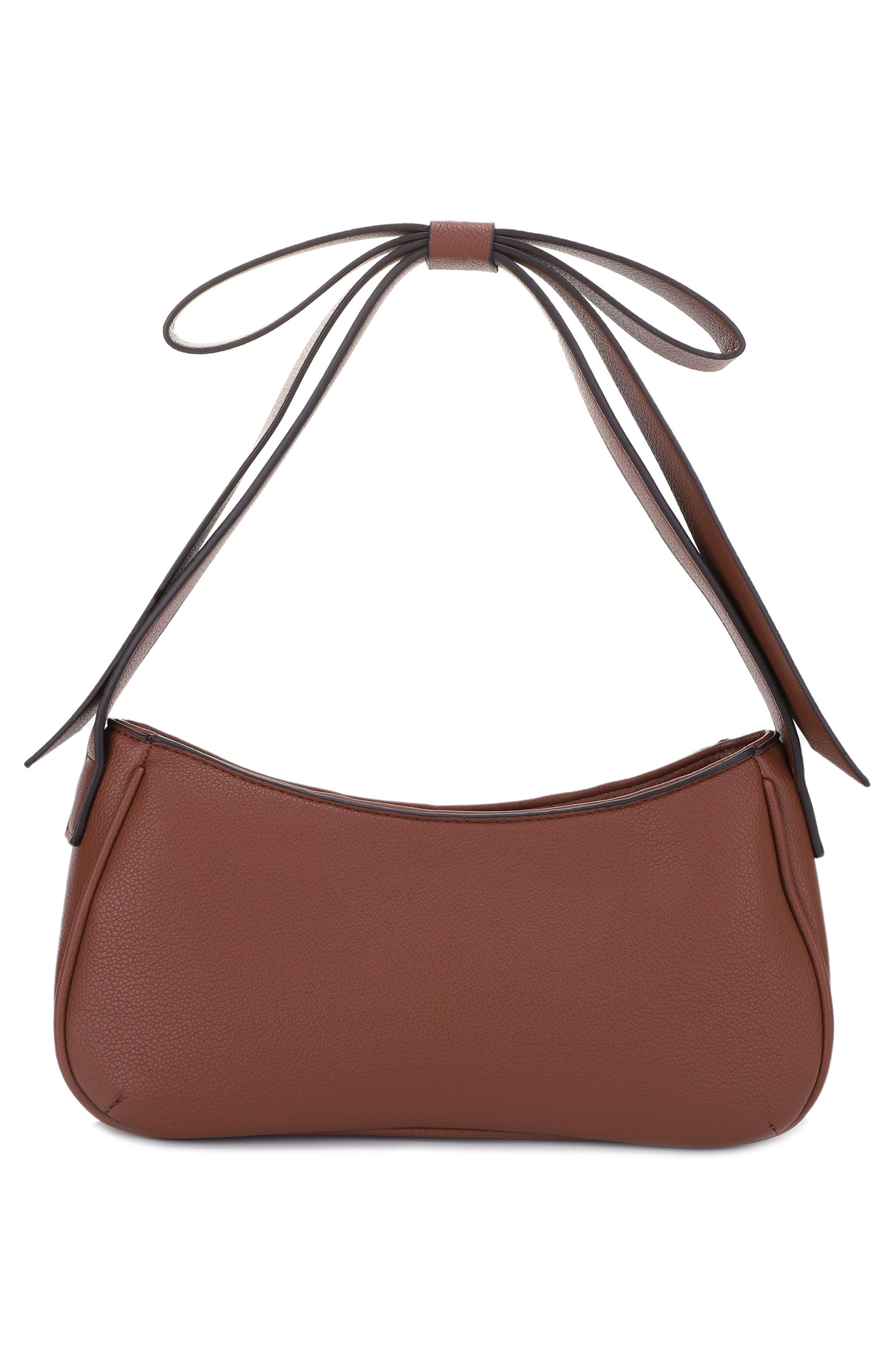 Marissa Bow Recycled Vegan Leather Shoulder Bag, Alternate, color, COGNAC