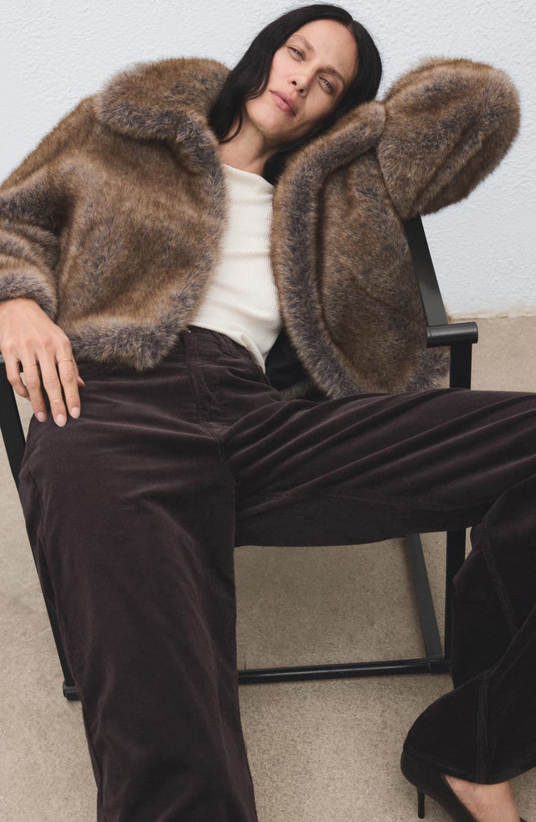 MANGO High Waist Wide Leg Corduroy Jeans, Alternate, color,