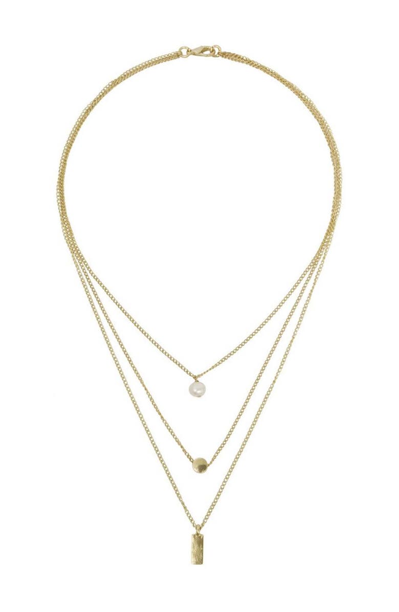Karine Sultan 24K Gold Plated Melissa Layered Necklace, Main, color,