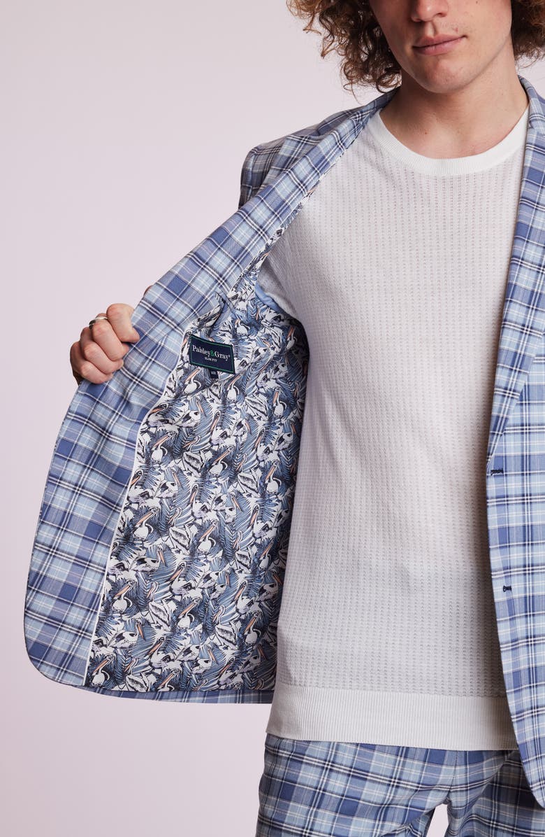 PAISLEY & GRAY Dover Slim Fit Plaid Sport Coat, Alternate, color, Blue Madras Check