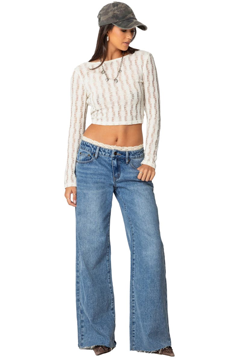EDIKTED Twisted Back Knit Crop Top, Alternate, color, Beige