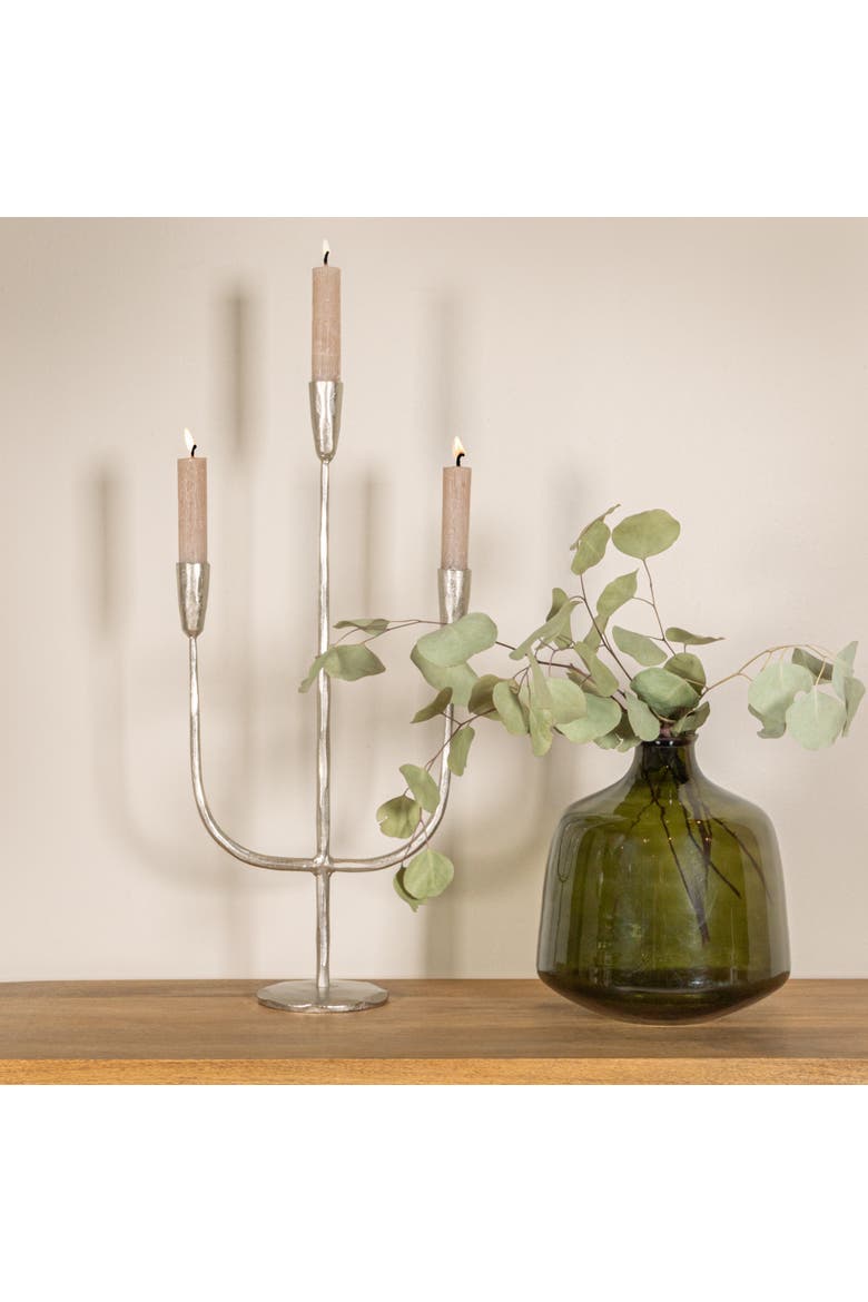 Hand-Forged Metal Candelabra, Silver Finish, Alternate, color, Silver