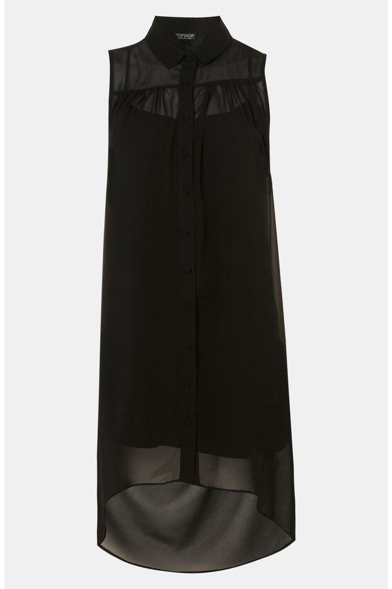 Open Drape Back Shirtdress, Main, color, BLACK