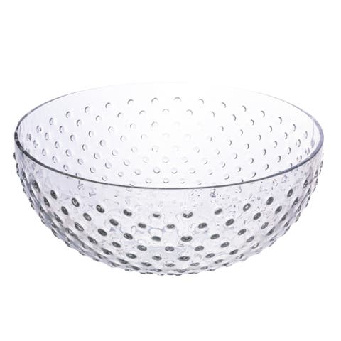 Round Glass Hobnail Serving Bowl, Clear