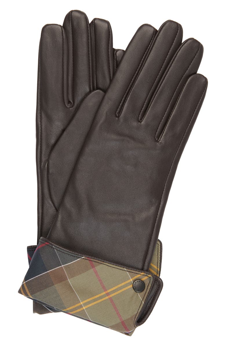 Barbour Lady Jane Leather Gloves, Main, color, 
