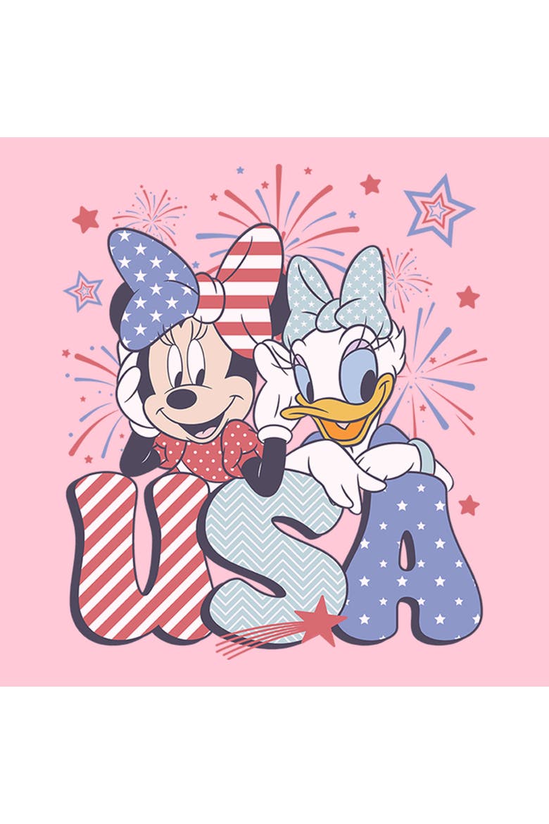 Girl's Mickey & Friends Minnie and Daisy American Duo  Graphic T-Shirt, Alternate, color, Light Pink
