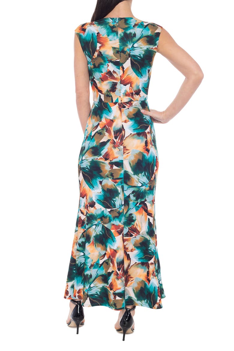 Pleated Midi Dress, Alternate, color, TURQUOISE/ MULTI