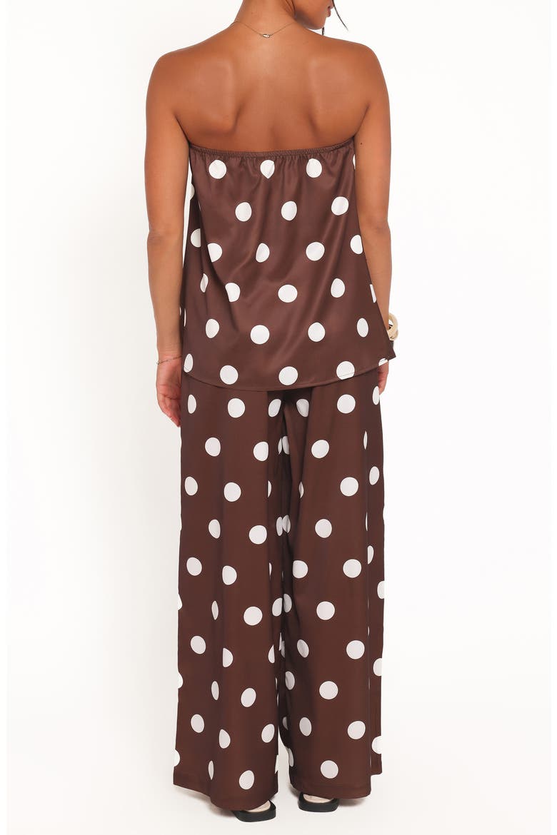 Brielle Polka Dot Strapless Top & Pants Set, Alternate, color, BROWN POLKA DOT