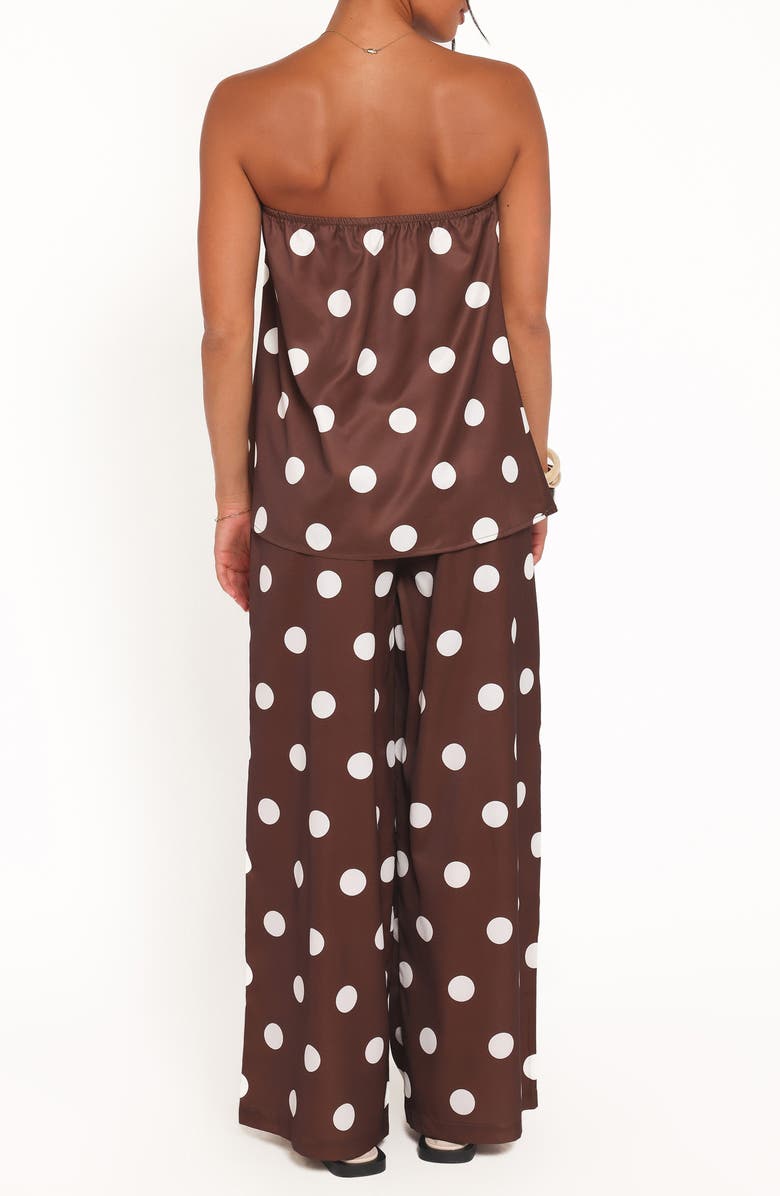 Petal & Pup Brielle Polka Dot Strapless Top & Pants Set, Alternate, color, Brown Polka Dot