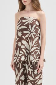 nuaje nuaje Rhea Strapless Bias Linen Top